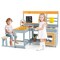 Natural Fir Wood Play Kitchen with Kids Picnic Table and Built-in Bench for Outdoor Fun